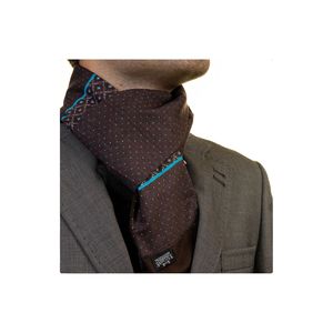 <b>Brown</b> Turquoise Polka Dot Special Cut Double Sided <b>Scarf</b> - Product Image 2
