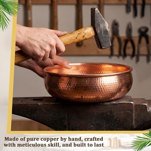 Bol de bain de pieds en cuivre martelé à la main, fait main, traditionnel, pour pédicure, fabriqué à Divris - Product Image 3