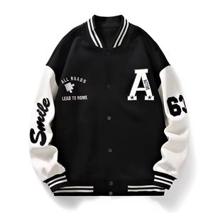 Logo personnalisé Streetwear de haute qualité chenille broderie hiver polaire cuir Bomber letterman baseball veste universitaire pour hommes - Product Image 3