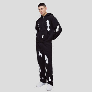 Nuevo Conjunto Deportivo con Lavado Ácido para Hombre, 100% Algodón con Logotipo Serigrafiado, Pantalones Acampanados y Sudadera con Capucha y Cremallera - Product Image 4