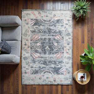 Hand Knotted Modern Style Thick Pile Eco-Friendly Area <b>Rug</b> Soft <b>Grey</b> Blush Geometric Pattern Distressed Look Handmade Wool - Product Image 6