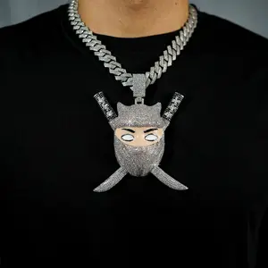 Customize Cartoon <b>Necklace</b> Hip Hop <b>Pendant</b> Iced Out Vvs Moissanite Simulated Diamond 925 Rose Sterling Silver <b>Pendant</b> <b>for</b> <b>Mens</b> - Product Image 5