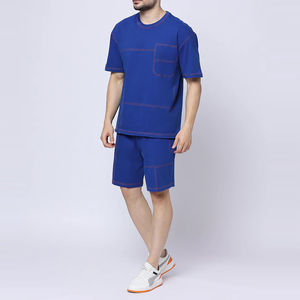 Conjunto doble de alta calidad y precio al por mayor para hombre, novedad de verano 2025, conjunto doble de dos piezas en color sólido, servicio personalizado OEM - Product Image 3