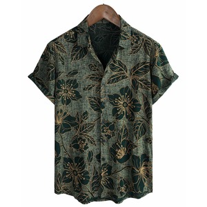 Custom <b>Men's</b> <b>shirts</b> Casual Floral <b>Hawaiian</b> Graphic Tee Vintage Style Short Sleeve Button Tropical <b>Shirt</b> <b>for</b> Beach Knitted - Product Image 1