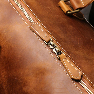 Bolsa de Viaje de Cuero, Bolsa de Fin de Semana, con Cierre de Cremallera, Color Marrón, Resistente - Product Image 6
