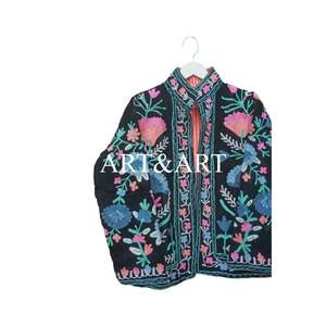 Chaqueta Acolchada Vintage, Cosida a Mano, 100% Algodón, Bordado Floral Suzani, Ecológica, Se Acepta Personalización de Logotipo, Mangas Completas - Product Image 2