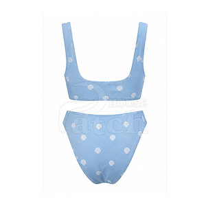 Ensemble bikini deux pièces pour femmes, maillot de bain haut de gamme, bas à coupe haute, imprimé personnalisé, tissu extensible, pour les vacances à la plage, vêtements d'été - Product Image 4