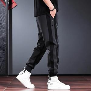 <b>Working</b> <b>Trousers</b> Winter Lightweight <b>Elastic</b> <b>Waist</b> Loose High-end Spliced Casual Pants Men 100% Cotton - Product Image 2