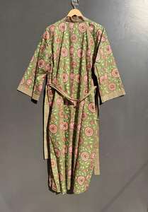 Indian Handmade 100% Cotton Women's V-neck Full <b>Sleeve</b> <b>Kimono</b> Robe Floral Print Casual Sleepwear ODM Quick Dry Smooth All - Product Image 6