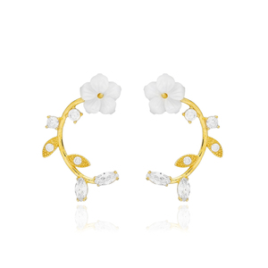 Flower Charm Marquise CZ Stone Summer Collection Stud <b>Earring</b> Turkish Handmade Wholesale 925 Sterling <b>Silver</b> Jewelry - Product Image 1