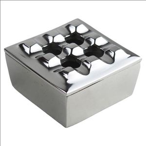 Double <b>Sided</b> Silver Plated Ashtray Holder Hotel <b>Table</b> Decor Smoking <b>Tray</b> Container - Product Image 3