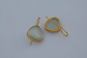 Gold Plated <b>stud</b> earrings wholesale handmade brass base monalisa stone hanging earrings - Product Image 3