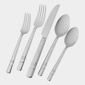 Ensemble de couverts en acier inoxydable poli avec manche long et épais, moderne, pour vente en gros (couteau, fourchette, cuillère à café) - Product Image 3