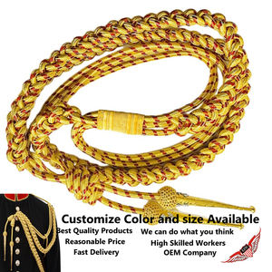 Gold Aiguillettes Gold & maroon mylar cord Two Brass gold plated tips Braided Ornamentation in Ceremonial Uniforms gold red - Product Image 3