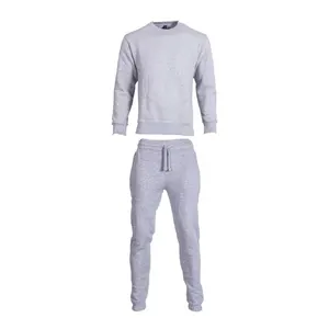 Crewneck Tracksuit Set For Men 100% Organic Cotton Fleece Men's 2 Piece Sweat Suit Custom Mens Sportswear