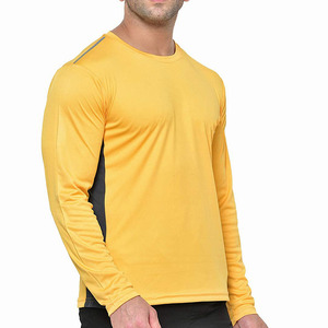 Venta al por mayor nuevo diseño de manga larga Camiseta lisa logotipo personalizado impreso color amarillo camisetas para hombres 100% algodón camisetas - Product Image 6