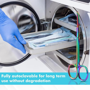 Tijeras manuales de puntada para sutura, 4,5 pulgadas, rectas, reutilizables para procedimientos médicos, eliminación de suturas, primeros auxilios, Rainbow Mayo - Product Image 5