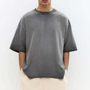 T-shirt personnalisé pour homme 100% coton vintage lourd délavé effet vieilli coupe ample en tissu tricoté sur mesure - Product Image 2