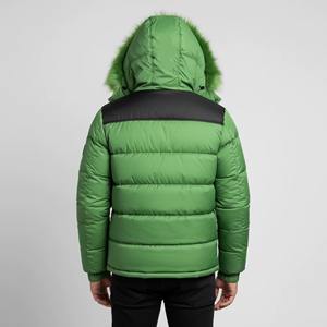 Men's Canvas Stand Collar Green Puffer <b>Jacket</b> Padded Quilted Insulated Winter <b>Hooded</b> Faux - Product Image 3