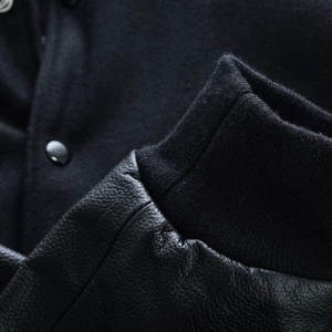 Chaqueta Universitaria de Alta Calidad para Hombre, Informal, de Algodón y Felpa con Cuerpo de Lana y Diseño de Cuero con Estilo Collage - Product Image 4