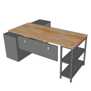 Contemporary Executive Desk with Rubber Wood Cabinet and Iron Legs TK102 <b>Office</b> <b>Computer</b> Table for Bedroom Use - Product Image 6