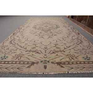 พรมขนแกะตุรกี8.9ft วินเทจผ้าทอสีเบจสีน้ำตาลและสีเบจสำหรับตกแต่งห้องนั่งเล่นด้วยลาเท็กซ์ - Product Image 2