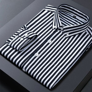 Otoño nueva camisa a rayas para hombre sólido Casual manga larga Slim Fit edición coreana camisa Formal de negocios - Product Image 2
