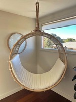 Balançoire ronde en rotin suspendu vietnamien tissé à la main en osier rotin canné suspendu oeuf chaise maison salon jardin patio balançoire