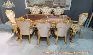 Ensemble de table à manger sculpté à la main de conception russe ensemble de table à manger de luxe 6 places sculpté français ensemble de table à manger turc chic - Product Image 4