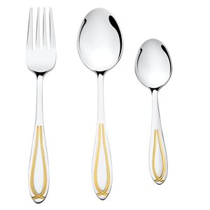 Juego de cubiertos chapados en oro de estilo llamativo, regalo de negocios y promocional, juego de cubiertos de 18 piezas disponibles para regalo de devolución de boda - Product Image 3