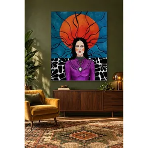 Fida Woman in Purple Dress Before Orange Sun <b>Canvas</b> Print - Product Image 1