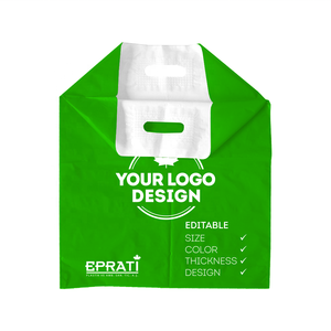 Sac en plastique à poignée découpée renforcée de haute qualité biodégradable avec logo de taille personnalisée pour faire du shopping à bas prix directement de Turquie - Product Image 6
