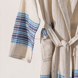 Bata de Baño Unisex de Algodón Ligero, Tejido de Lino, Secado Rápido, Transpirable, Primavera Verano, Color Liso, Talla XL, Hecho en Turquía, Ropa de Dormir y Descanso - Product Image 6