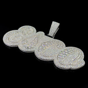 Pendentifs et Breloques de Luxe en Moissanite VVS Certifiée IGI, Plaqué Or, Argent Sterling 925, Personnalisés Style Hip-hop - Product Image 2