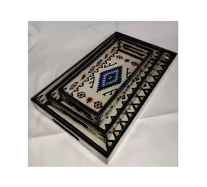 Bandeja de Servicio de Diseño Moderno y Elegante con Incrustaciones de Hueso de Búfalo y Camello, Personalizable, Duradera y de Alta Calidad, para Regalos de Boda - Product Image 2