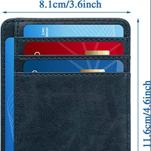 Billetera pequeña de cuero genuino para hombre o mujer, tarjetero, azul - Product Image 1