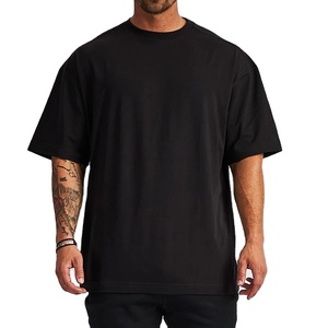 Camiseta negra de gimnasio personalizada al por mayor camiseta de gran tamaño con gráfico de algodón cuadrado lavado ácido en blanco liso para hombre - Product Image 4