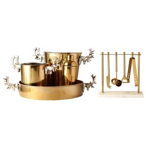 ถังเบียร์แชมเปญน้ำแข็งพร้อมถาดกลมทำจากโลหะสแตนเลสหัวกวางชุบทองดีไซน์หรูหรา - Product Image 4