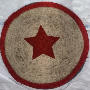 Tapis rond en jute tressé avec imprimé animal, style bohème, fait main pour le salon, décoration de la maison - Product Image 4