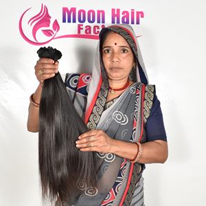 Extensiones de cabello humano 100% de la mejor calidad, cabello humano de templo indio, color natural negro, mechones lisos, doble trama a máquina, extensiones de proveedor. - Product Image 6