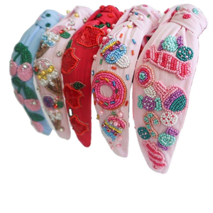 Bandeaux noués en perles de graines faites à la main, best-sellers, thème de Noël pour enfants, accessoire de cheveux, bandeaux de Noël pour femmes et filles - Product Image 4