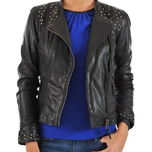 Noir Bomber Style femmes veste en cuir véritable peau de mouton coupe confortable à la mode hiver mode vêtements d'extérieur - Product Image 1