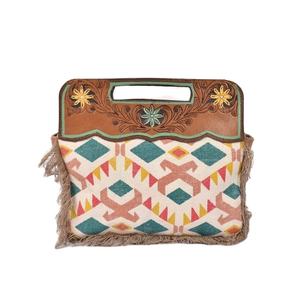 Bolso de hombro cruzado de cuero genuino bohemio Vintage hecho a mano inspirado en una manta de sillín con cremallera de lona al mejor precio - Product Image 1