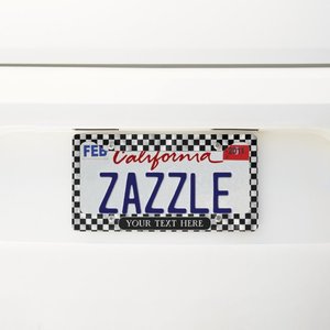 Cadre de plaque d'immatriculation en métal à carreaux noirs, argentés et gris de MissMelissaDesigns - Product Image 1