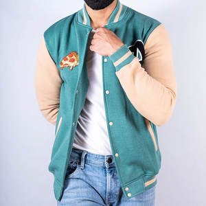 Chaqueta con cuello levantado estilo botón frontal para hombre, chaqueta hecha en Sialkot, estilo bolsillo delantero izquierdo, ropa para exteriores, chaqueta universitaria para hombre - Product Image 1