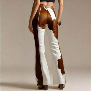 Pantalon en cuir éco-responsable de haute qualité, entièrement sur mesure, tendance 2025, pour femmes, style à devant plat, jambe large, hiver - Product Image 2