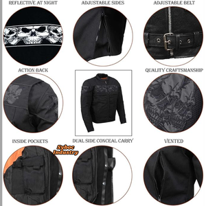 Chaqueta de motocicleta textil negra para hombre 600D Cordura Summer Biker Jacket Reflective Flesh Gear con protección corporal - Product Image 4