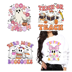 เสื้อยืดพิมพ์ลายผีและโบว์สำหรับตกแต่งเสื้อยืดออกแบบเองได้ - Product Image 1
