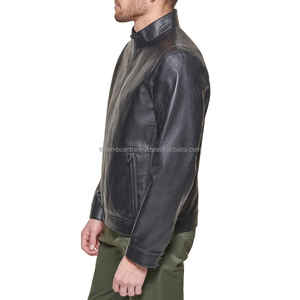 Customized <b>Real</b> <b>Leather</b> <b>Jacket</b> for Men High Quality with Stand Collar and Zipper Custom Colors Wholesale Rates <b>jacket</b> for men - Product Image 2