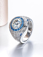 3,0 Karat Moissan ite Ring Herren Moissan ite Single Cocktail Saphir Ring Herr der Ringe